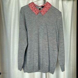 JCrew Merino Wool Sweater with floral collar Size XL. Like New.